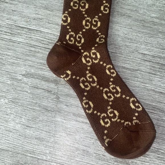 🤎🌰Brown and beige GG Lamé Gucci ankle socks 🧦 - Picture 3 of 6